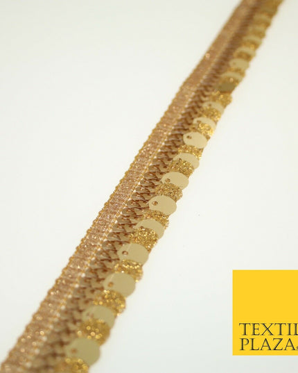 Gold Glitter Matte Double Sequin Ribbon Trimming Border Gota Sewing Trim X582