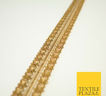 Antique Gold Double Glitter Braid Cord Ribbon Trimming Border Indian Lace X583