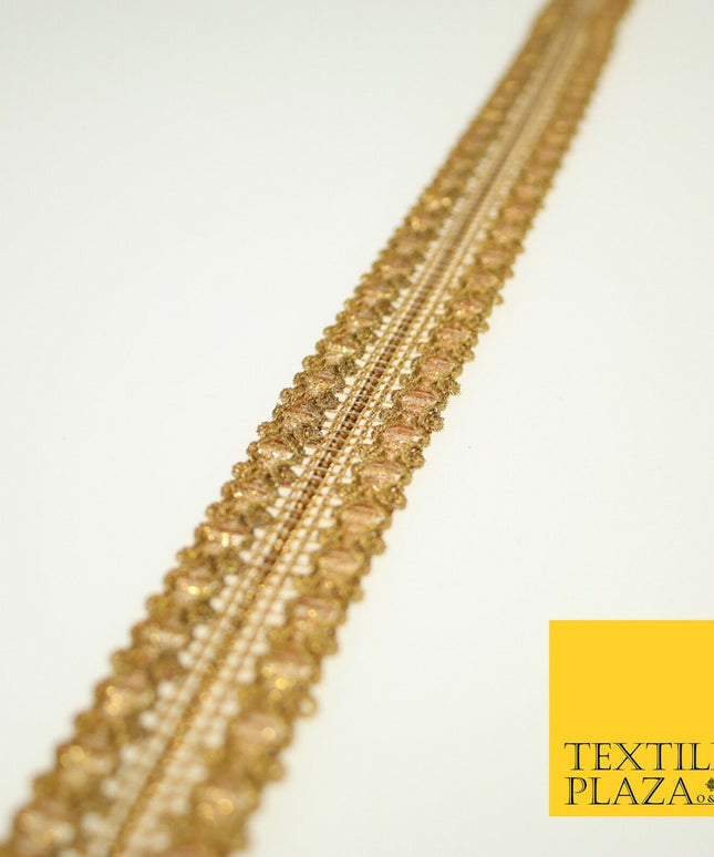 Antique Gold Double Glitter Braid Cord Ribbon Trimming Border Indian Lace X583