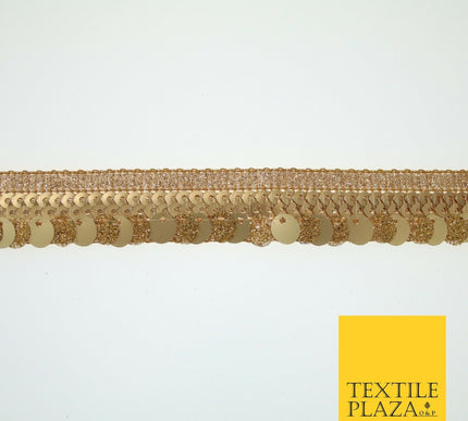 Gold Glitter Matte Double Sequin Ribbon Trimming Border Gota Sewing Trim X582