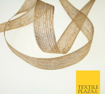 Antique Gold Glitter Shimmer Stripe Lines Trim Border Ribbon Lace 2.5cmWide X594