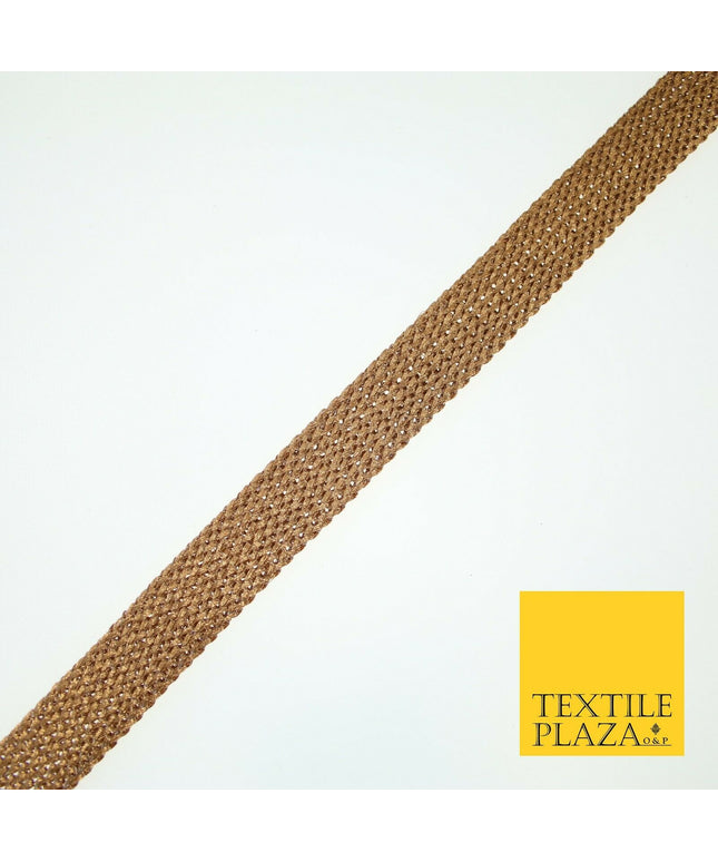 Copper Gold Simple Plain Knit Woven Trim Border Ribbon Lace 1.5cm Wide X591