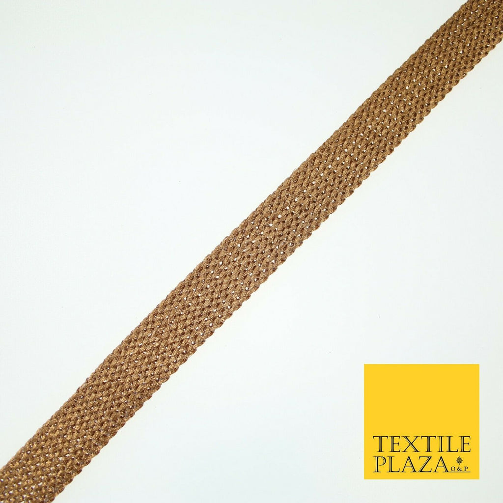 Copper Gold Simple Plain Knit Woven Trim Border Ribbon Lace 1.5cm Wide X591