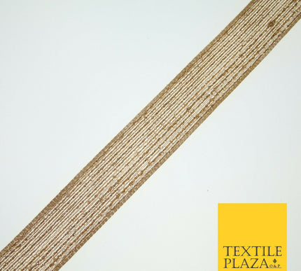 Antique Gold Glitter Shimmer Stripe Lines Trim Border Ribbon Lace 2.5cmWide X594