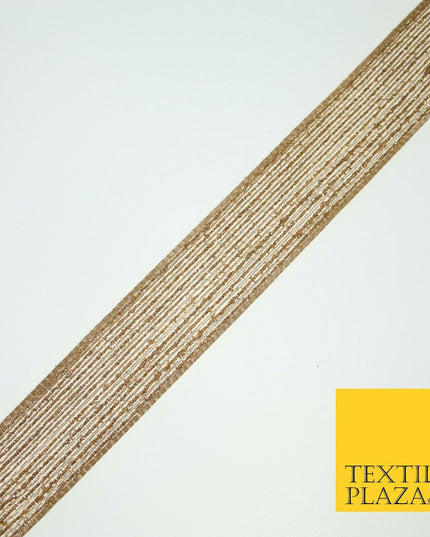 Antique Gold Glitter Shimmer Stripe Lines Trim Border Ribbon Lace 2.5cmWide X594