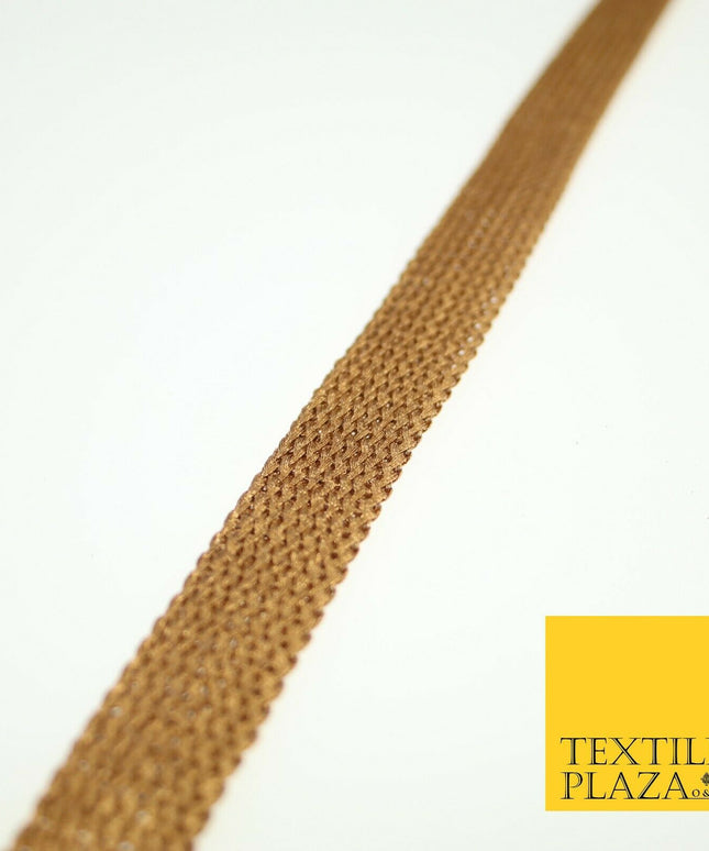 Copper Gold Simple Plain Knit Woven Trim Border Ribbon Lace 1.5cm Wide X591