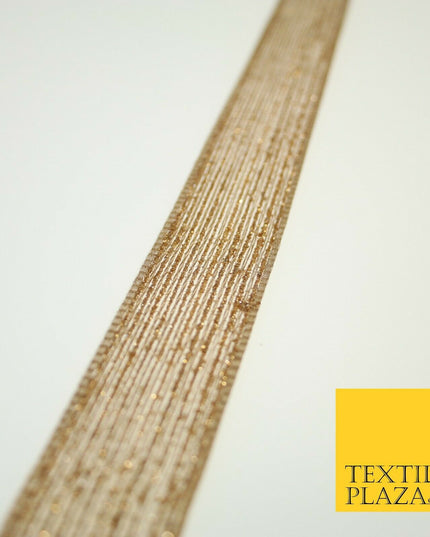 Antique Gold Glitter Shimmer Stripe Lines Trim Border Ribbon Lace 2.5cmWide X594