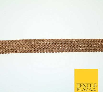 Copper Gold Simple Plain Knit Woven Trim Border Ribbon Lace 1.5cm Wide X591