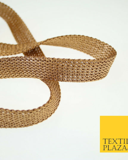 Copper Gold Simple Plain Knit Woven Trim Border Ribbon Lace 1.5cm Wide X591