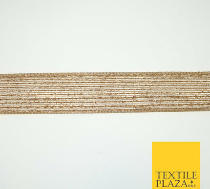 Antique Gold Glitter Shimmer Stripe Lines Trim Border Ribbon Lace 2.5cmWide X594