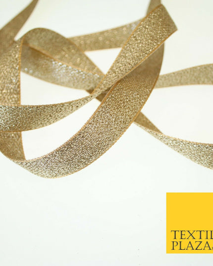 Gold Metallic Soft Slim Woven Shimmer Shiny Trim Border Ribbon 2cm Wide X596
