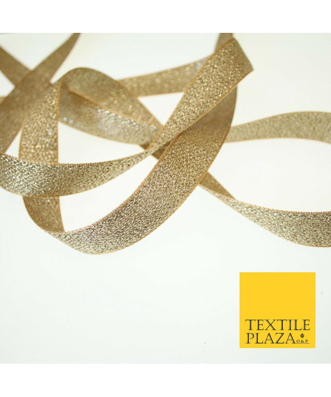 Gold Metallic Soft Slim Woven Shimmer Shiny Trim Border Ribbon 2cm Wide X596