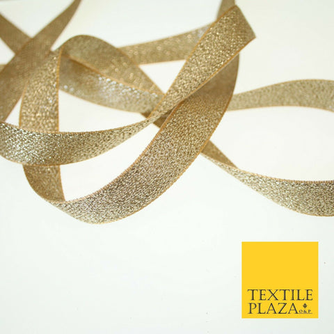 Gold Metallic Soft Slim Woven Shimmer Shiny Trim Border Ribbon 2cm Wide X596