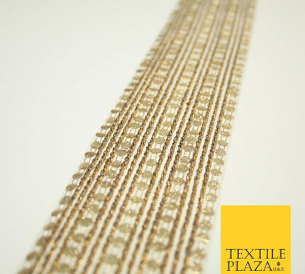 Gold Glitter Circle Sequin Mix Metallic Lines Trim Border Ribbon 5.5cm Wide X597