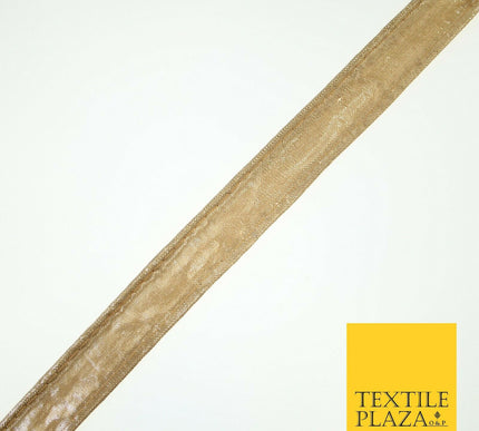 Gold Soft Metallic Foil Lame Shiny Fabric Trim Border Ribbon Lace 2cm Wide X592