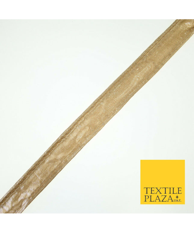 Gold Soft Metallic Foil Lame Shiny Fabric Trim Border Ribbon Lace 2cm Wide X592