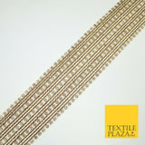 Gold Glitter Circle Sequin Mix Metallic Lines Trim Border Ribbon 5.5cm Wide X597