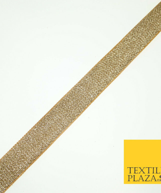 Gold Metallic Soft Slim Woven Shimmer Shiny Trim Border Ribbon 2cm Wide X596