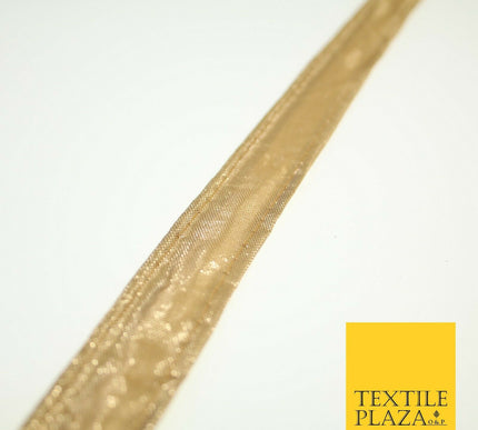 Gold Soft Metallic Foil Lame Shiny Fabric Trim Border Ribbon Lace 2cm Wide X592