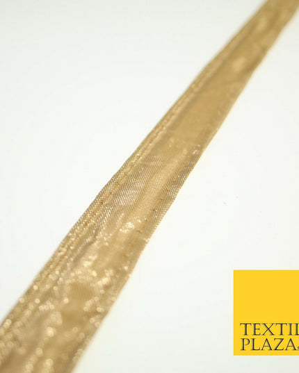 Gold Soft Metallic Foil Lame Shiny Fabric Trim Border Ribbon Lace 2cm Wide X592
