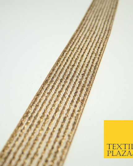 Antique Gold Metallic Shimmer Stripe Lines Trim Border Ribbon 3.5cm Wide X595