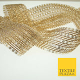 Gold Glitter Circle Sequin Mix Metallic Lines Trim Border Ribbon 5.5cm Wide X597