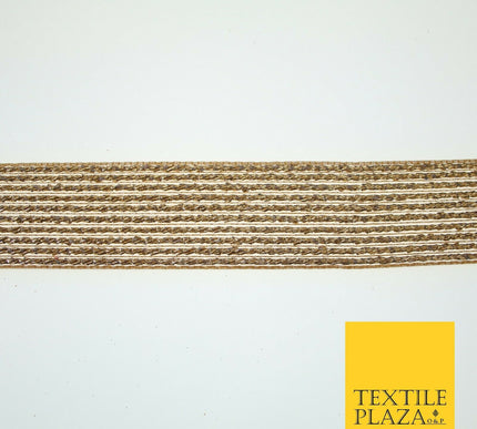 Antique Gold Metallic Shimmer Stripe Lines Trim Border Ribbon 3.5cm Wide X595