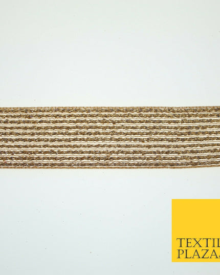 Antique Gold Metallic Shimmer Stripe Lines Trim Border Ribbon 3.5cm Wide X595