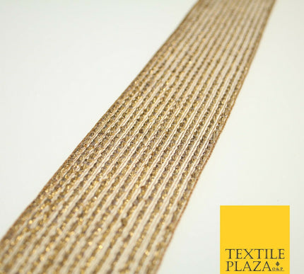 Antique Gold Metallic Shimmer Stripe Lines Trim Border Ribbon Lace 5cm Wide X593