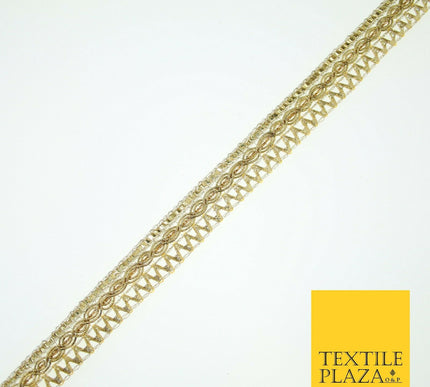 Warm Gold Shiny Glitter Zig Zag Waves Trim Border Ribbon Lace 1.3cm Wide X590