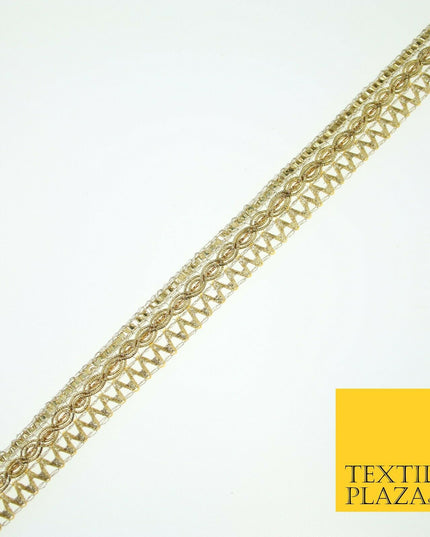 Warm Gold Shiny Glitter Zig Zag Waves Trim Border Ribbon Lace 1.3cm Wide X590