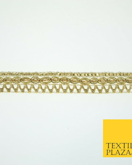 Warm Gold Shiny Glitter Zig Zag Waves Trim Border Ribbon Lace 1.3cm Wide X590