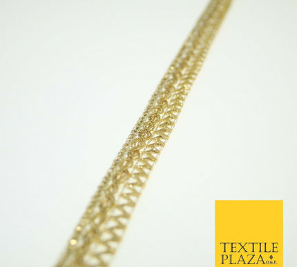 Warm Gold Shiny Glitter Zig Zag Waves Trim Border Ribbon Lace 1.3cm Wide X590