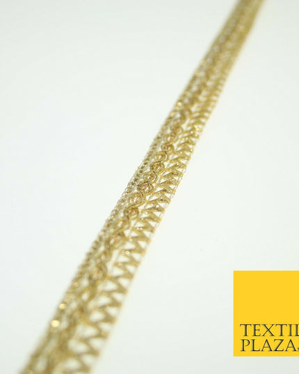 Warm Gold Shiny Glitter Zig Zag Waves Trim Border Ribbon Lace 1.3cm Wide X590