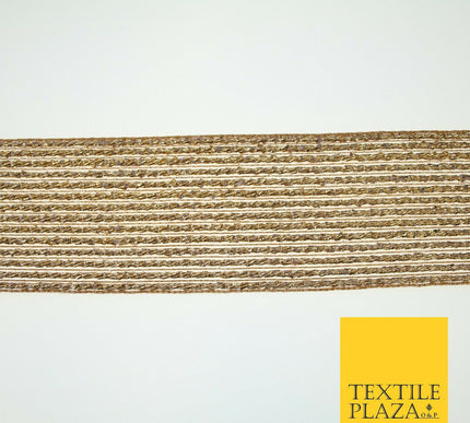 Antique Gold Metallic Shimmer Stripe Lines Trim Border Ribbon Lace 5cm Wide X593