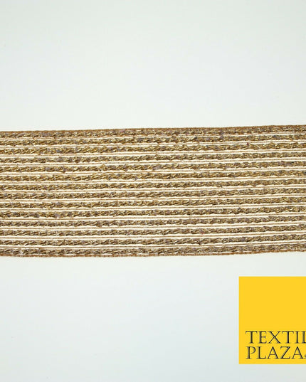 Antique Gold Metallic Shimmer Stripe Lines Trim Border Ribbon Lace 5cm Wide X593
