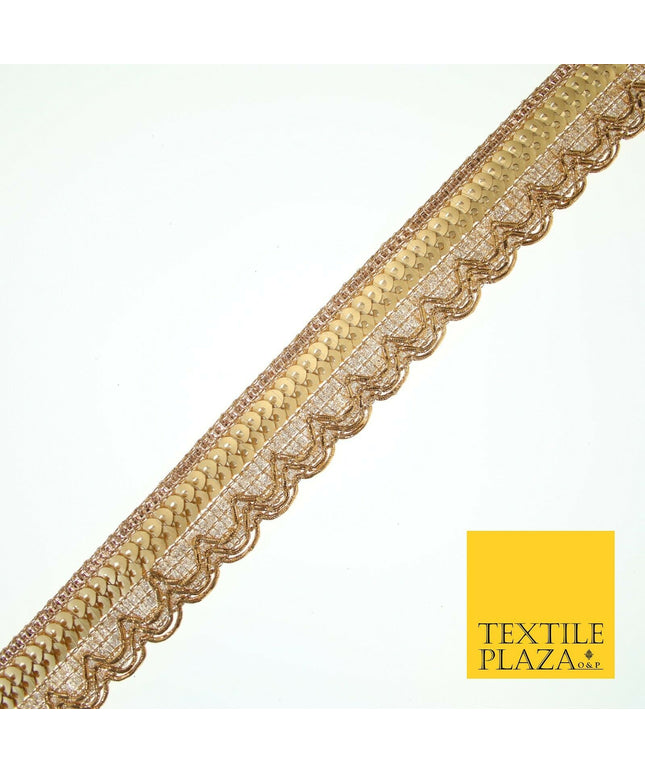 Rose Gold Swag Scalloped Sequin Fancy Trim Border Ribbon Lace 2cm Wide X570