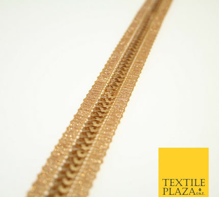 Gold Twin Row Matte Sequin Metallic Weave Zari Trim Border Ribbon Lace X581