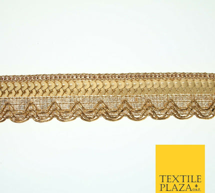 Rose Gold Swag Scalloped Sequin Fancy Trim Border Ribbon Lace 2cm Wide X570