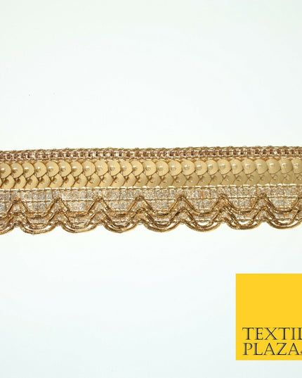 Rose Gold Swag Scalloped Sequin Fancy Trim Border Ribbon Lace 2cm Wide X570