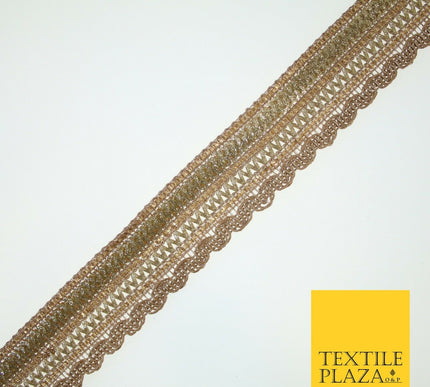 Gold Glitter Sequin Cording ZigZag Trimming Border Ribbon Ethnic Trim Lace X579