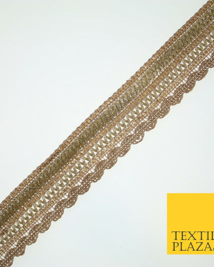 Gold Glitter Sequin Cording ZigZag Trimming Border Ribbon Ethnic Trim Lace X579