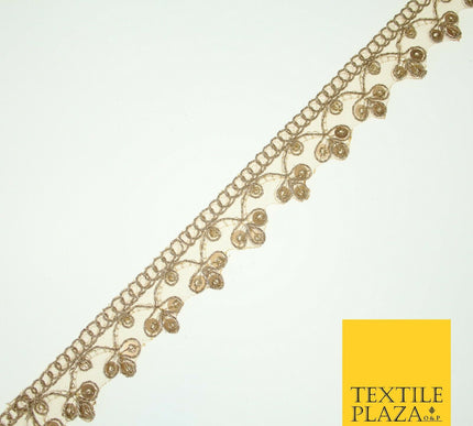 Gold Corded Matt Sequin Trio Ornate Net Trim Border Ribbon Lace 2cm Wide X565