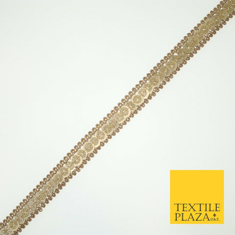 Gold Glitter Matte Sequin Cord Ribbon Trimming Border Gota Sewing Trim X578