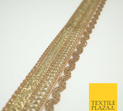 Gold Glitter Sequin Cording ZigZag Trimming Border Ribbon Ethnic Trim Lace X579