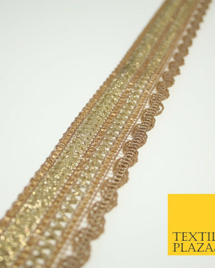 Gold Glitter Sequin Cording ZigZag Trimming Border Ribbon Ethnic Trim Lace X579