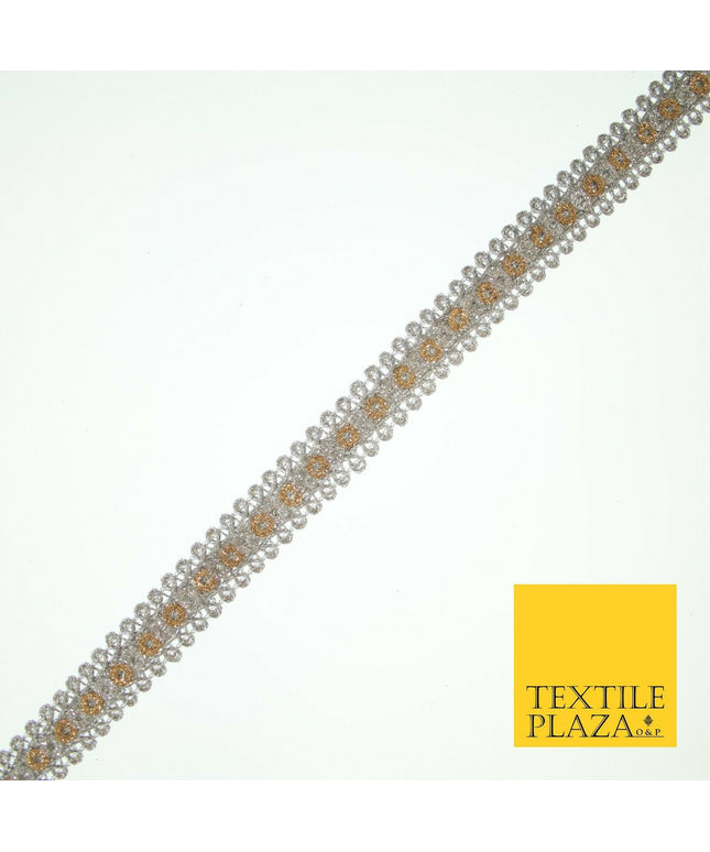 Silver Grey Copper Gold Glitter Sequin Trim Border Ribbon Lace 1cm Wide X567