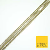 English Gold Slim Metallic Zig Zag Woven Trim Border Ribbon Lace 1.5cm Wide X569