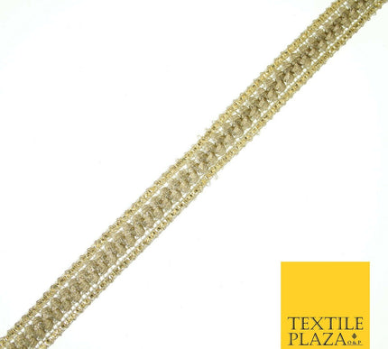 English Gold Slim Shiny Glitter Woven Trim Border Ribbon Lace 1.5cm Wide X572