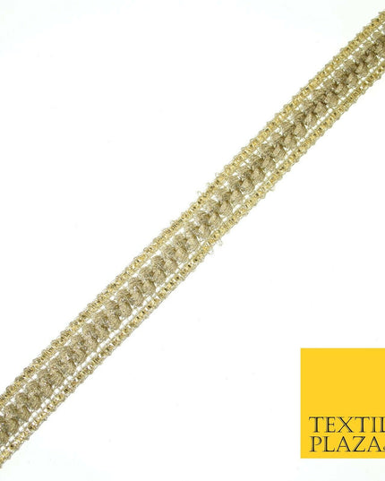 English Gold Slim Shiny Glitter Woven Trim Border Ribbon Lace 1.5cm Wide X572